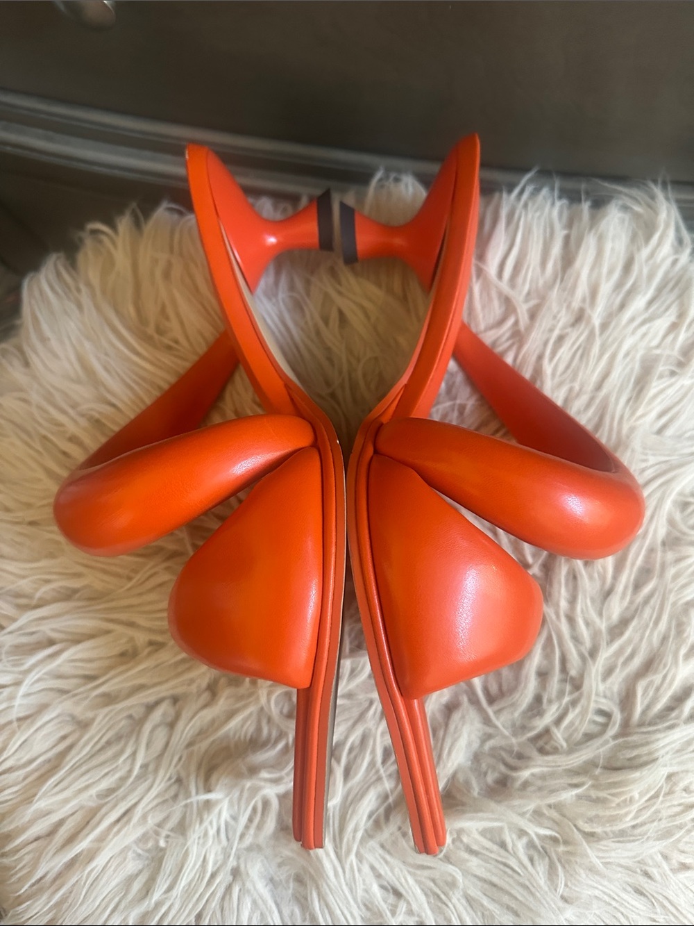 JW PEI Orange Padded Crossover Pointed Mules - Picture 3 of 7